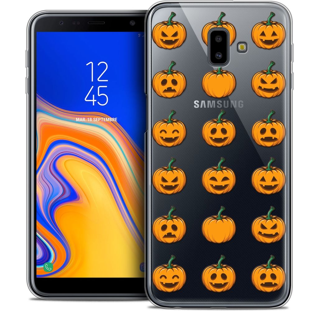 Caseink - Coque Housse Etui Pour Samsung Galaxy J6 Plus J6+ (6.4 ) [Crystal Gel HD Collection Halloween Design Smiley Citrouille - Souple - Ultra Fin - Imprimé en France] - Coque, étui smartphone