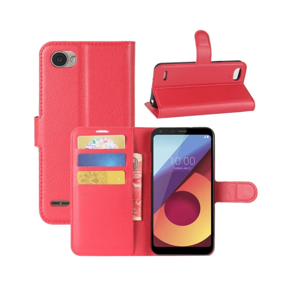 Wewoo - Housse Étui rouge pour LG Q6 Litchi Texture horizontale Flip en cuir avec titulaire et fentes cartes porte-monnaie - Coque, étui smartphone