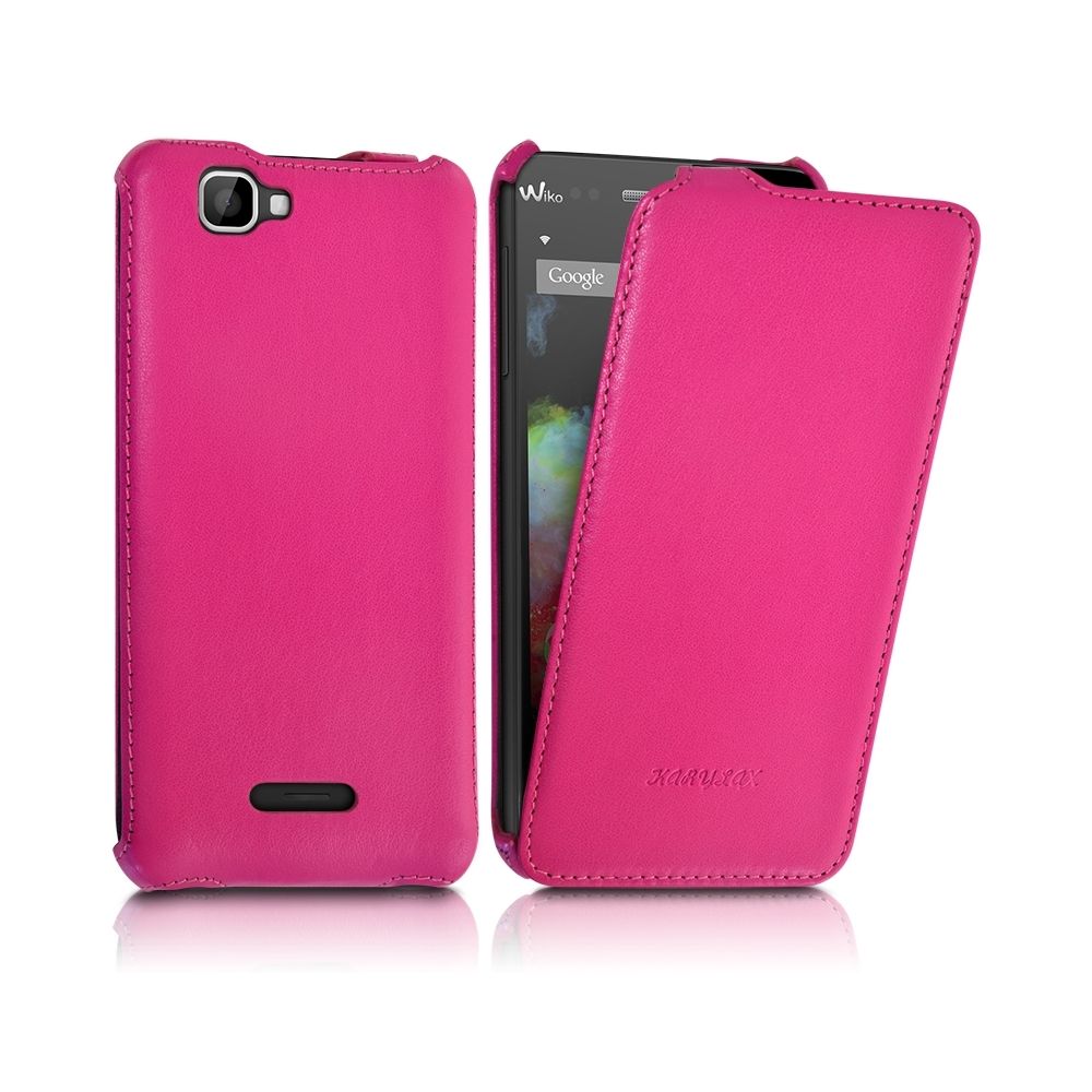 Karylax - Housse Etui Coque Rigide à Clapet Rose Fushia pour Wiko Rainbow 4G + Film de Protection - Autres accessoires smartphone