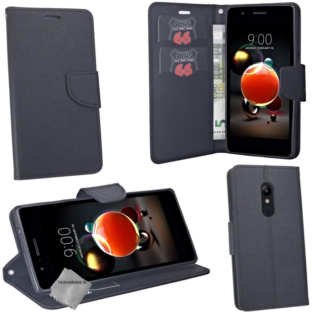 Htdmobiles - Housse etui coque pochette portefeuille pour LG Q7 + film ecran - NOIR / NOIR - Autres accessoires smartphone