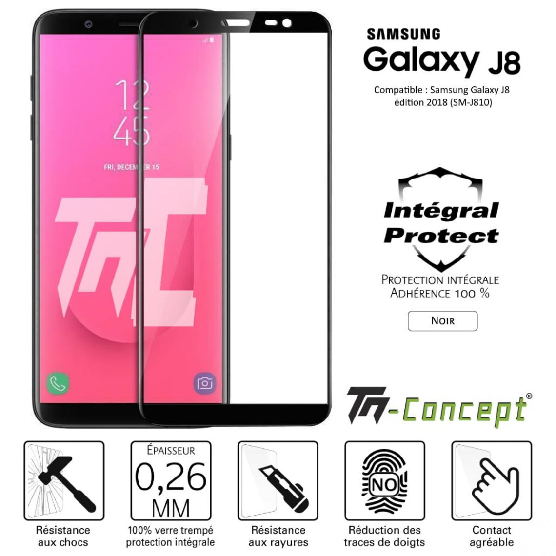 Tm Concept - Verre trempé intégral - Samsung Galaxy J8 (2018) - Noir - TM Concept® - Protection écran smartphone
