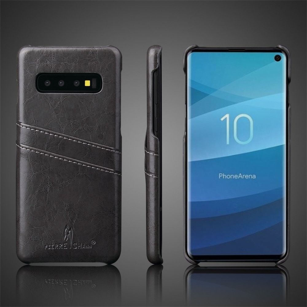 Wewoo - Coque Rigide Etui en cuir Fierre Shann Retro Oil cire PU pour Galaxy S10 E avec emplacements cartes Noir - Coque, étui smartphone