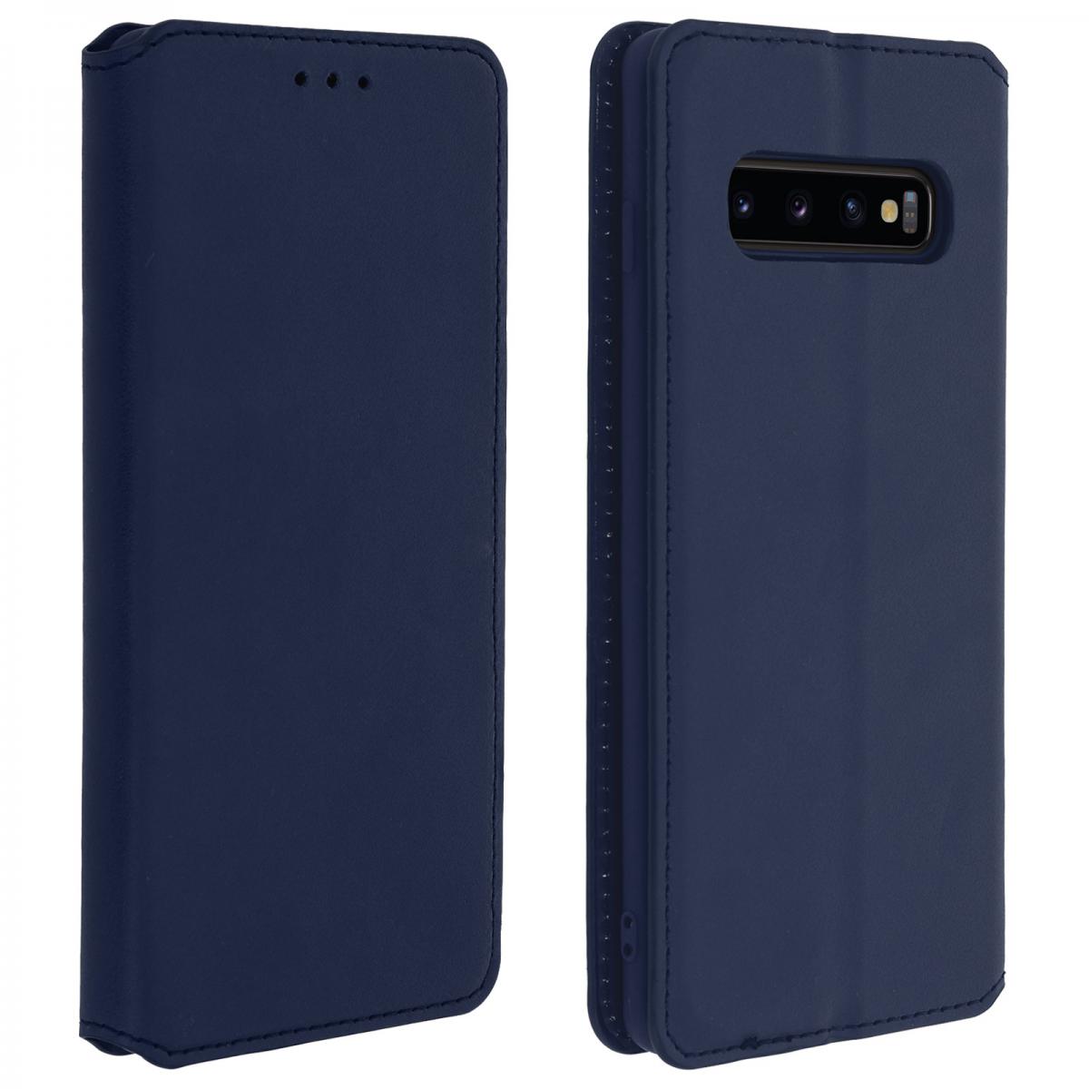 Avizar - Housse Samsung Galaxy S10 Étui Folio Portefeuille Fonction Support - bleu nuit - Coque, étui smartphone