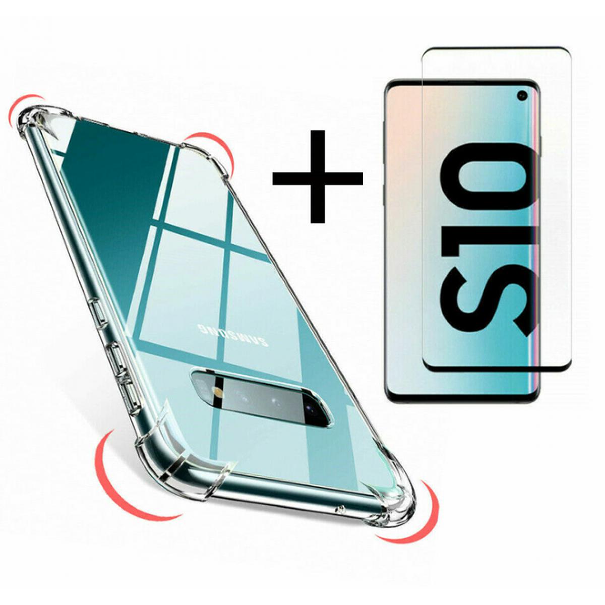 Little Boutik - Coque Silicone pour Samsung S10 Transparent avec Quatre Coins Renforces + Verre Trempee Little Boutik® - Coque, étui smartphone