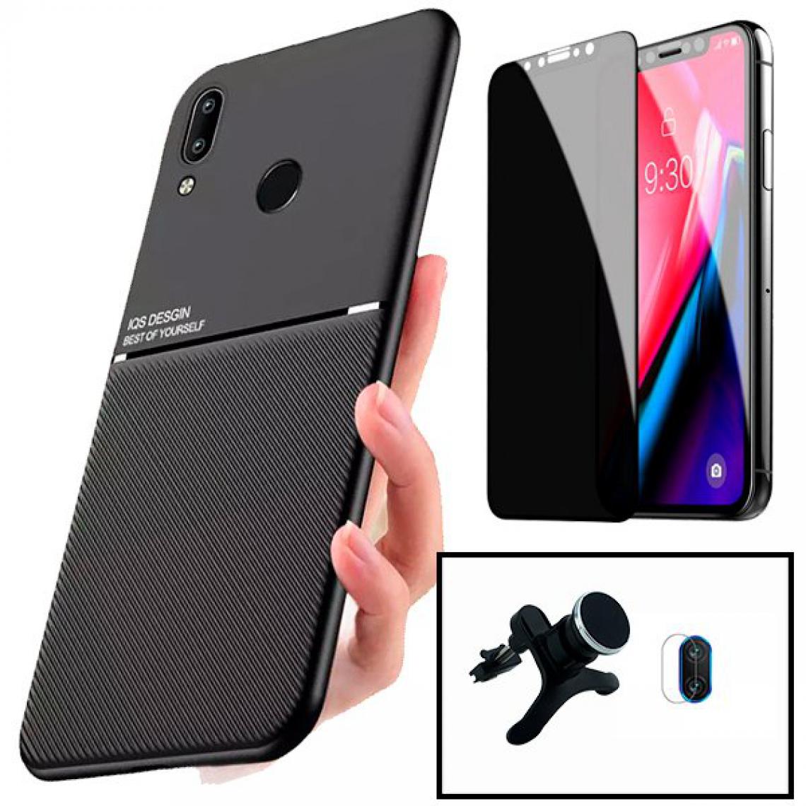 Phonecare - Kit Coque Magnetic Lux + Anti-Spy 5D Full Cover + Film de Caméra Arrière + Support de Voiture Magnétique Renforcé - Huawei P Smart 2019 - Coque, étui smartphone