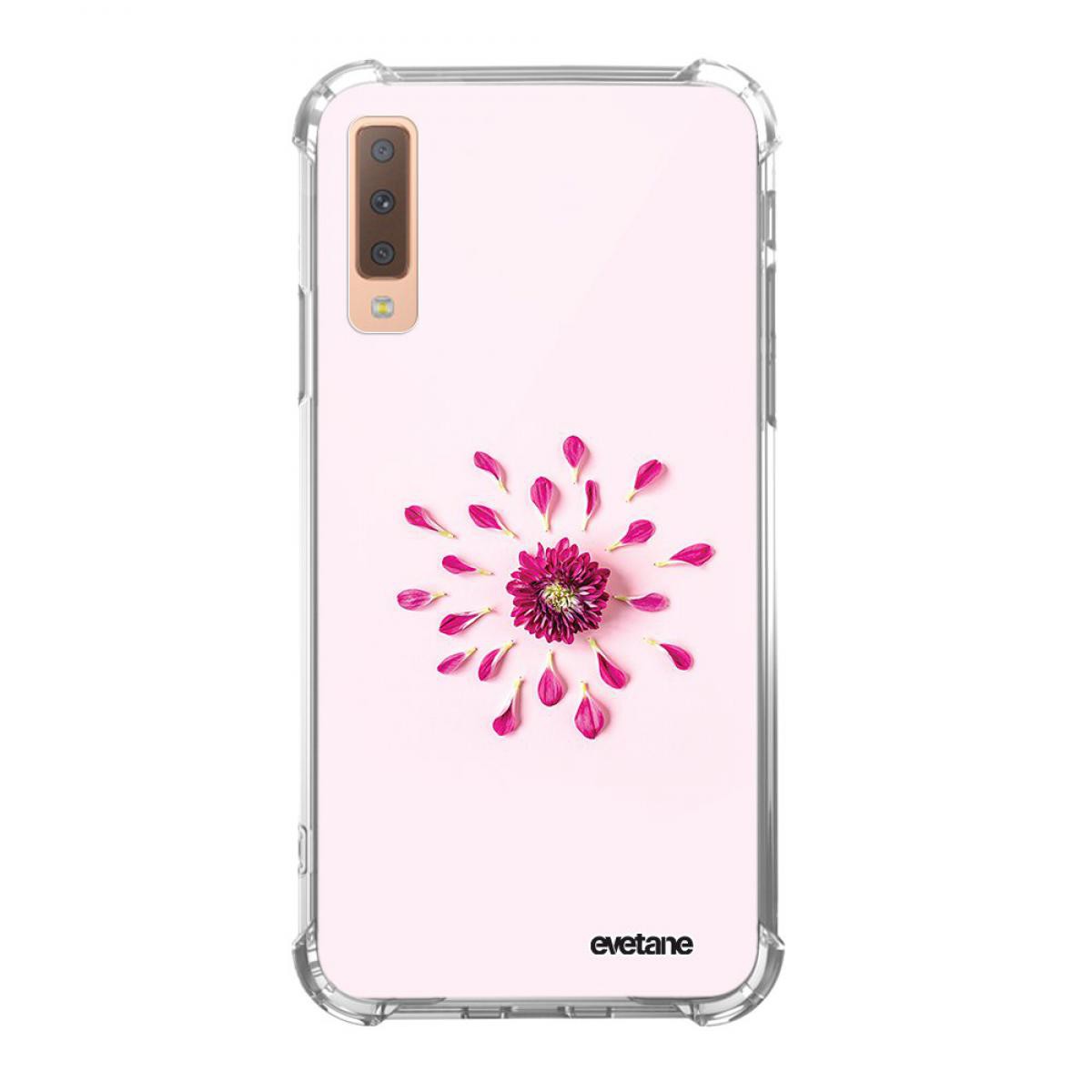 Evetane - Coque Samsung Galaxy A7 2018 anti-choc souple angles renforcés transparente Fleur Rose Fushia Evetane. - Coque, étui smartphone