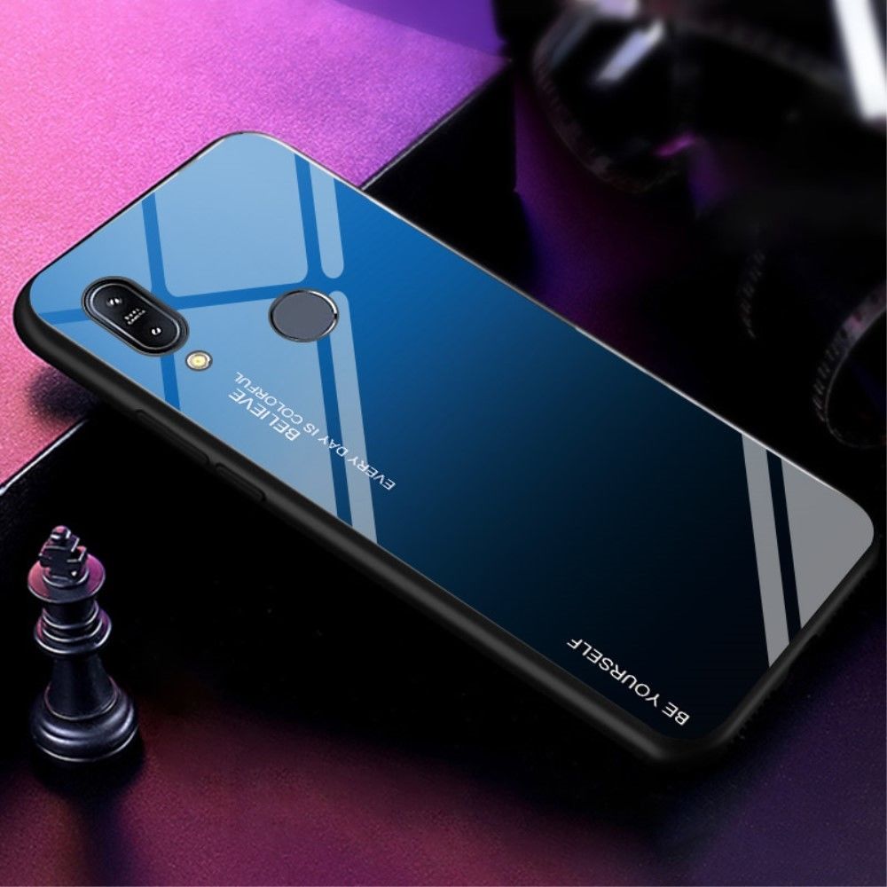marque generique - Coque en TPU verre hybride dégradé bleu/noir pour votre Asus Zenfone Max (M2) ZB633KL - Coque, étui smartphone