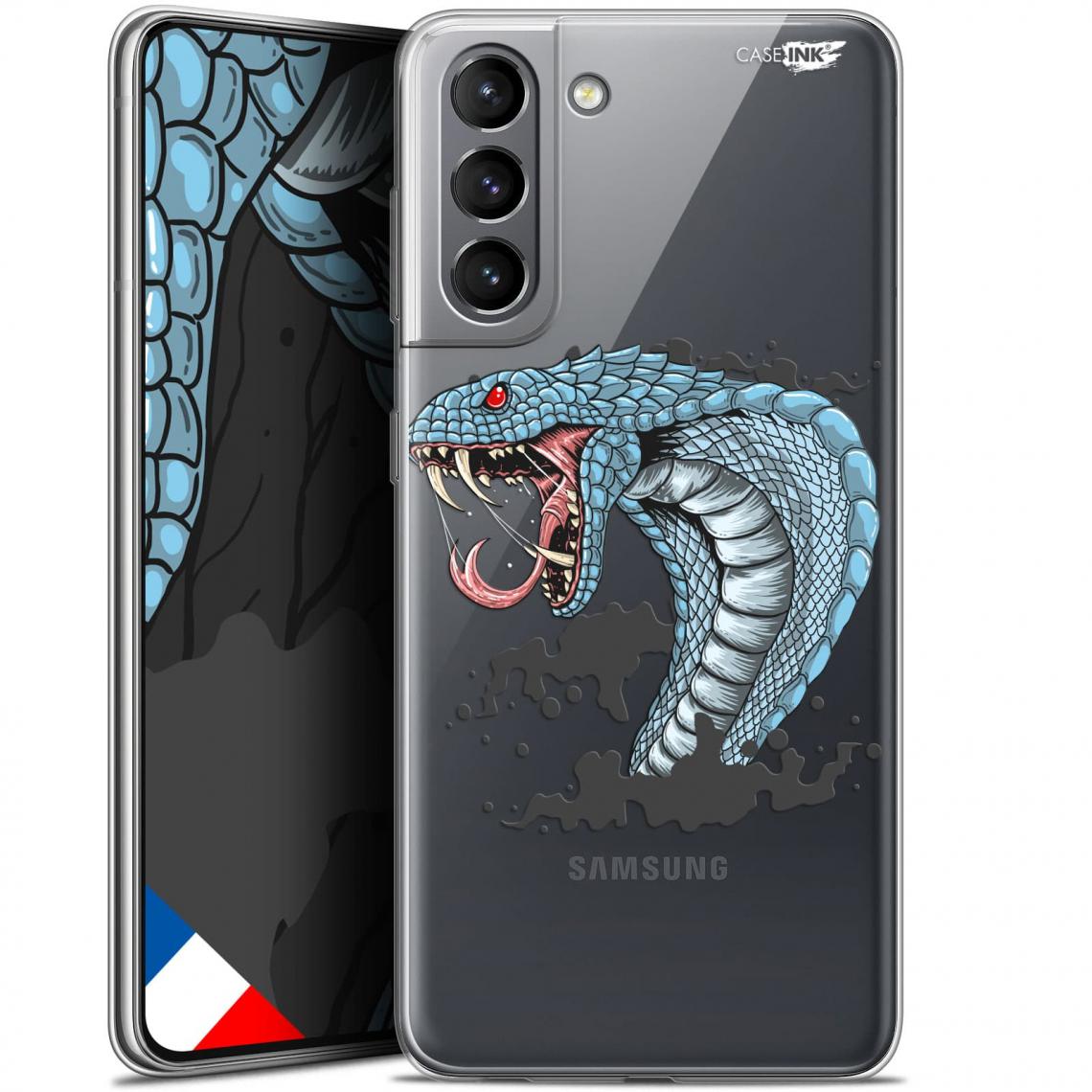 Caseink - Coque arrière Samsung Galaxy S21 (6.2 ) Gel HD [ Nouvelle Collection - Souple - Antichoc - Imprimé en France] Cobra Draw - Coque, étui smartphone
