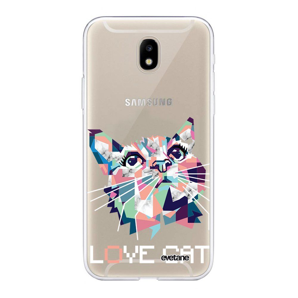 Evetane - Coque Samsung Galaxy J7 2017 souple transparente Cat pixels Motif Ecriture Tendance Evetane. - Coque, étui smartphone