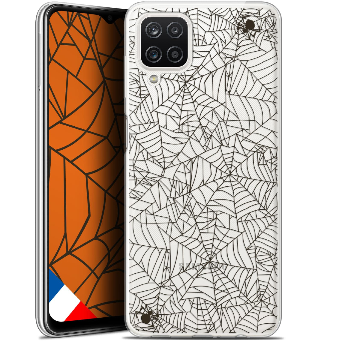 Caseink - Coque Pour Samsung Galaxy A12 (6.5 ) [Gel HD Collection Halloween Design Spooky Spider - Souple - Ultra Fin - Imprimé en France] - Coque, étui smartphone