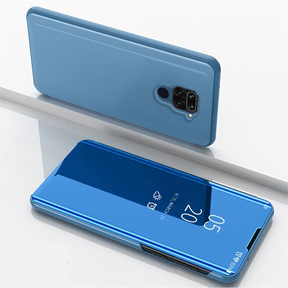 Generic - Etui en PU surface miroir avec fenêtre de visualisation bleu clair pour votre Xiaomi Redmi Note 9/Redmi 10X 4G - Coque, étui smartphone