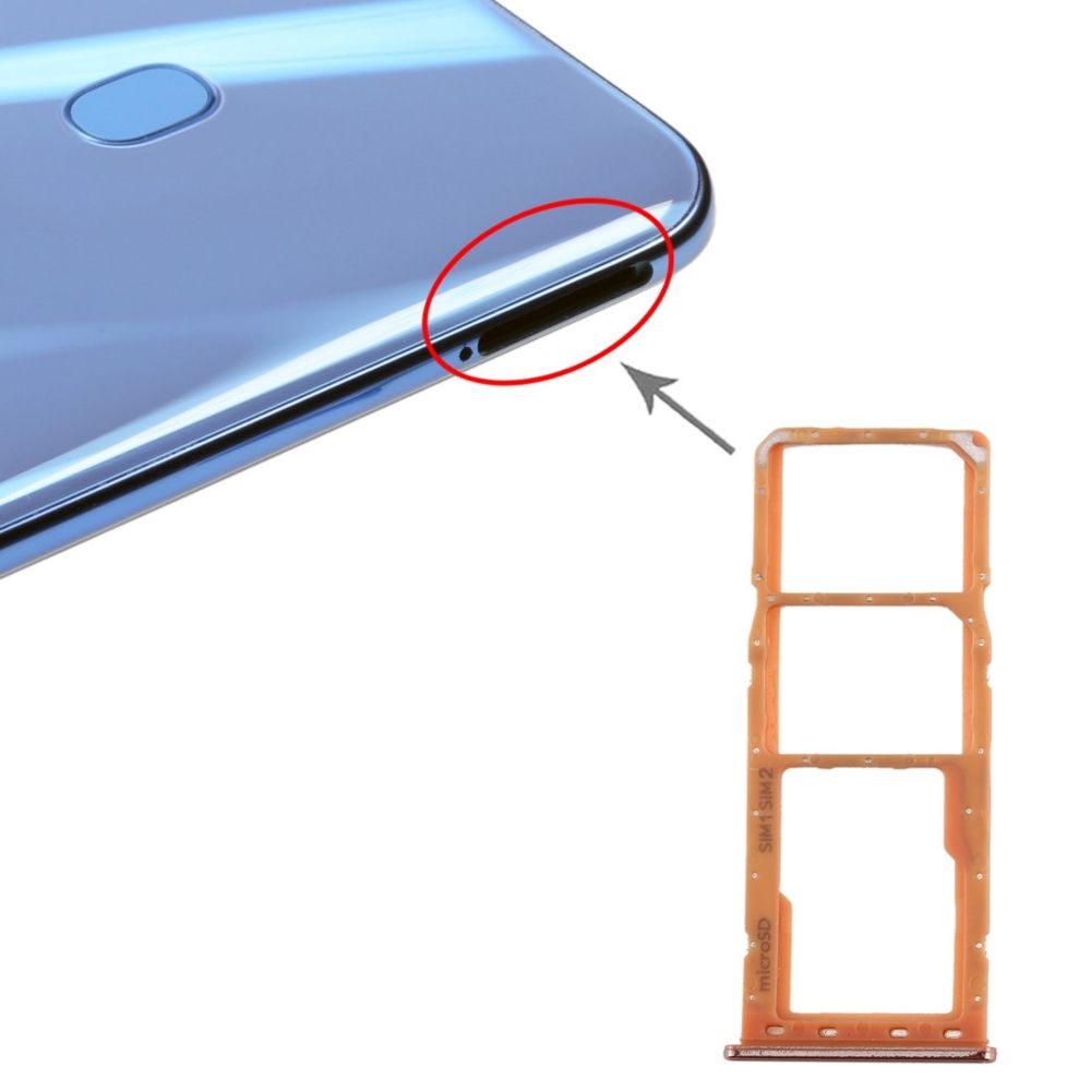 Wewoo - Tiroir de Carte SIM Bac à SIM + à SIM + à Micro SD pour Galaxy A20 A30 A50 Orange - Autres accessoires smartphone