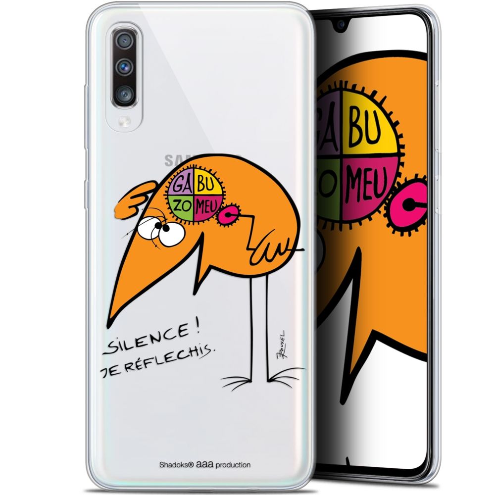 Caseink - Coque Pour Samsung Galaxy A70 (6.7 ) [Gel HD Collection Les Shadoks ? Design Silence ! - Souple - Ultra Fin - Imprimé en France] - Coque, étui smartphone