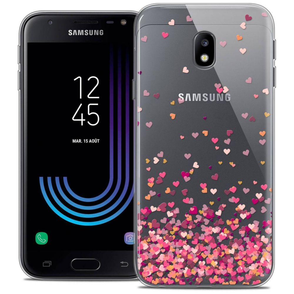 Caseink - Coque Housse Etui Samsung Galaxy J3 2017 J320 (5 ) [Crystal Gel HD Collection Sweetie Design Heart Flakes - Souple - Ultra Fin - Imprimé en France] - Coque, étui smartphone