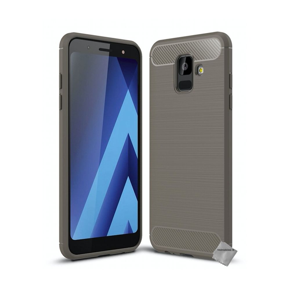 Htdmobiles - Housse etui coque silicone gel carbone pour Samsung Galaxy A6 (2018) + film ecran - GRIS - Autres accessoires smartphone