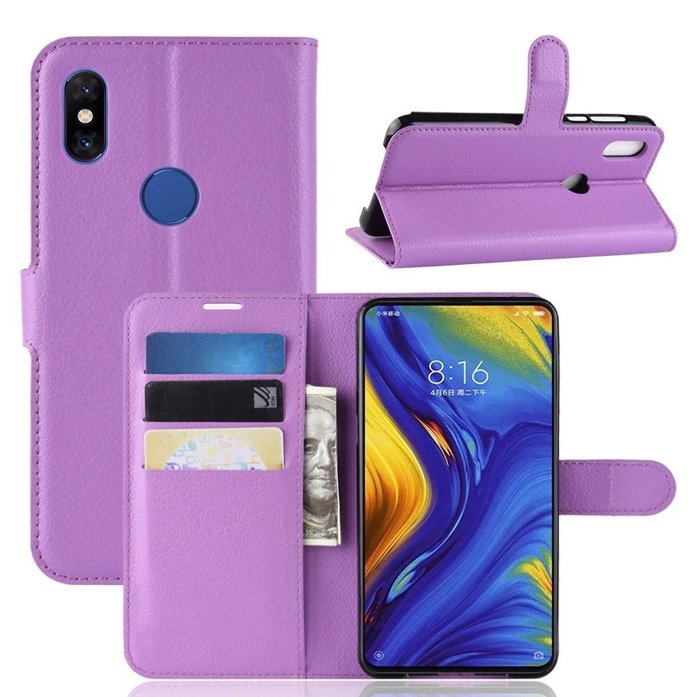 marque generique - Etui en PU avec support et fentes pour cartes de crédit violet pour votre Xiaomi Mi Mix 3 - Autres accessoires smartphone
