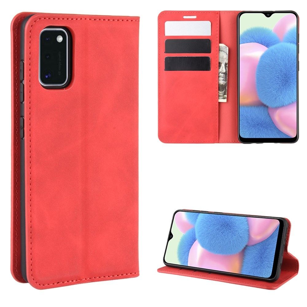 Generic - Etui en PU flip auto-absorbant au toucher soyeux rouge pour votre Samsung Galaxy A41 - Coque, étui smartphone