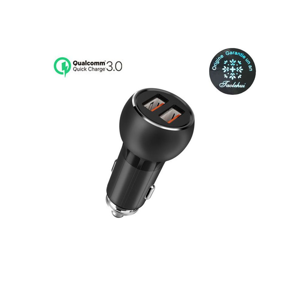 marque generique - Chargeur de Voiture Quick Charge 3.0 2 Port USB Chargeur pour téléphone et tablette avec un câble d’iphone 5/6 - Chargeur Voiture 12V