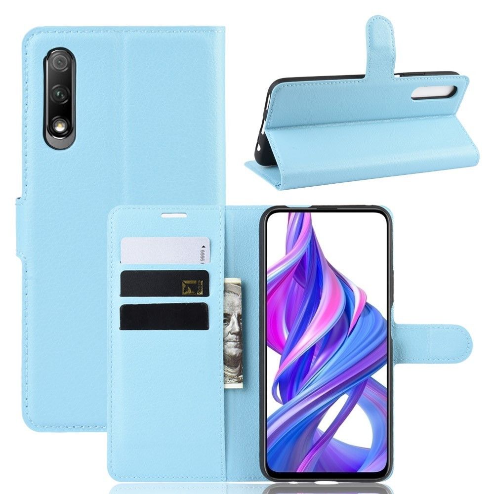 marque generique - Etui en PU avec support bleu clair pour votre Huawei Honor 9X - Coque, étui smartphone