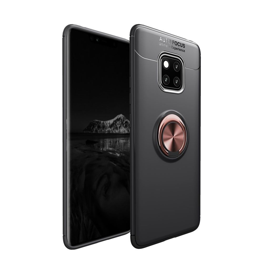 marque generique - Coque en TPU anneau de doigt noir/or rose pour votre Huawei Mate 20 Pro - Autres accessoires smartphone
