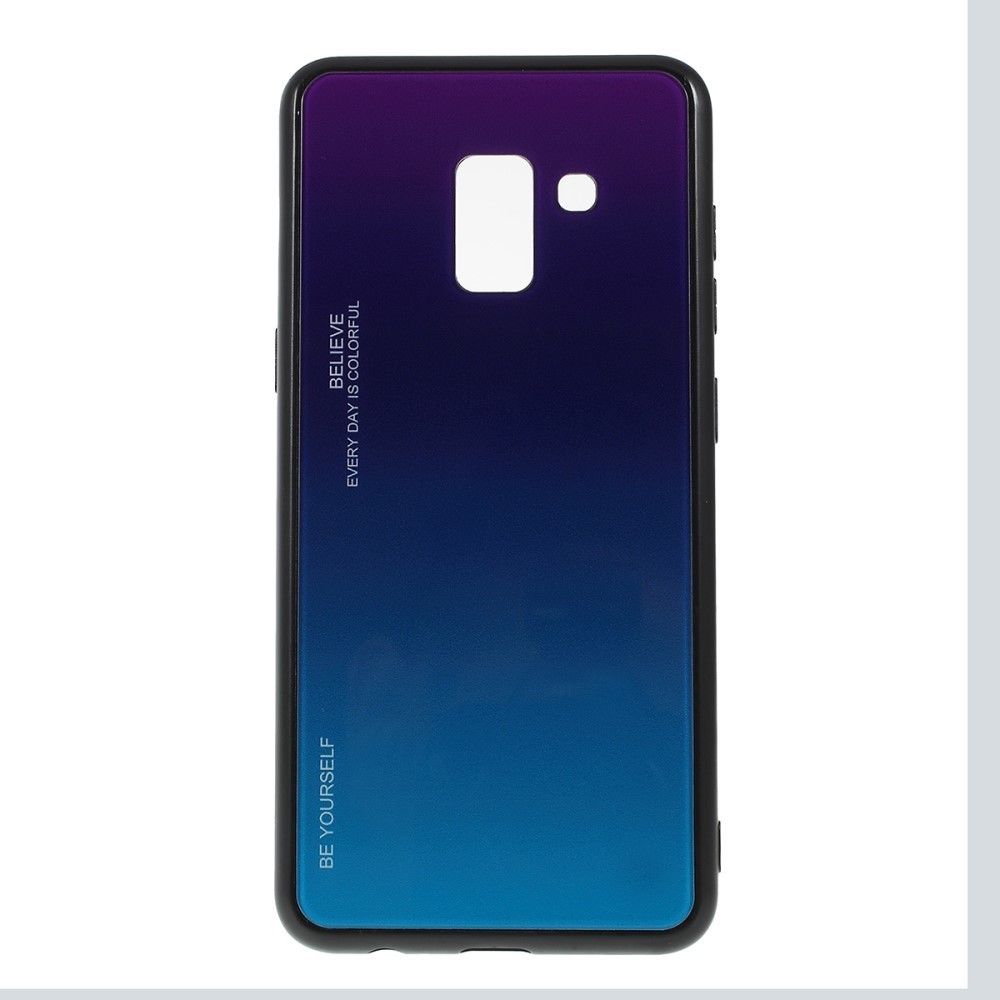 marque generique - Coque en TPU verre de couleur dégradé violet/bleu pour votre Samsung Galaxy A8 (2018) - Coque, étui smartphone