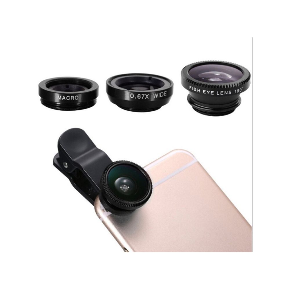 Shot - Objectif Pince 3 en 1 pour WIKO Highway Signs Smartphone Universel Macro Fisheye Grand Angle Metal Pochette Demontable - Autres accessoires smartphone
