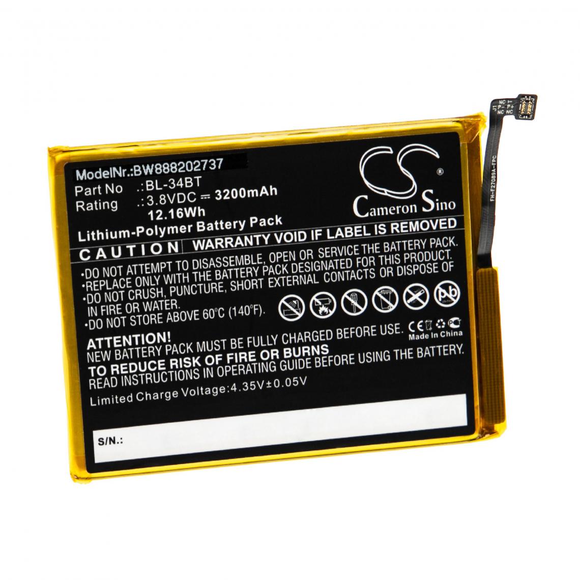 Vhbw - vhbw Batterie compatible avec Tecno KA7, KA7O smartphone (3200mAh, 3,8V, Li-polymère) - Batterie téléphone