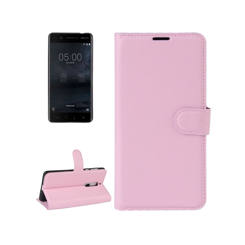 Wewoo - Housse Étui rose pour Nokia 5 Litchi Texture en cuir flip horizontale avec support & Slots de cartes Portefeuille - Coque, étui smartphone