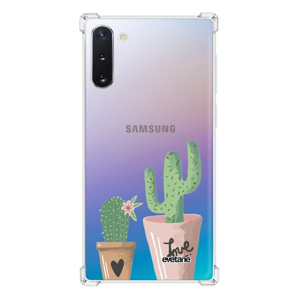 Evetane - Coque Samsung Galaxy Note 10 anti-choc souple avec angles renforcés transparente Cactus Love Evetane - Coque, étui smartphone