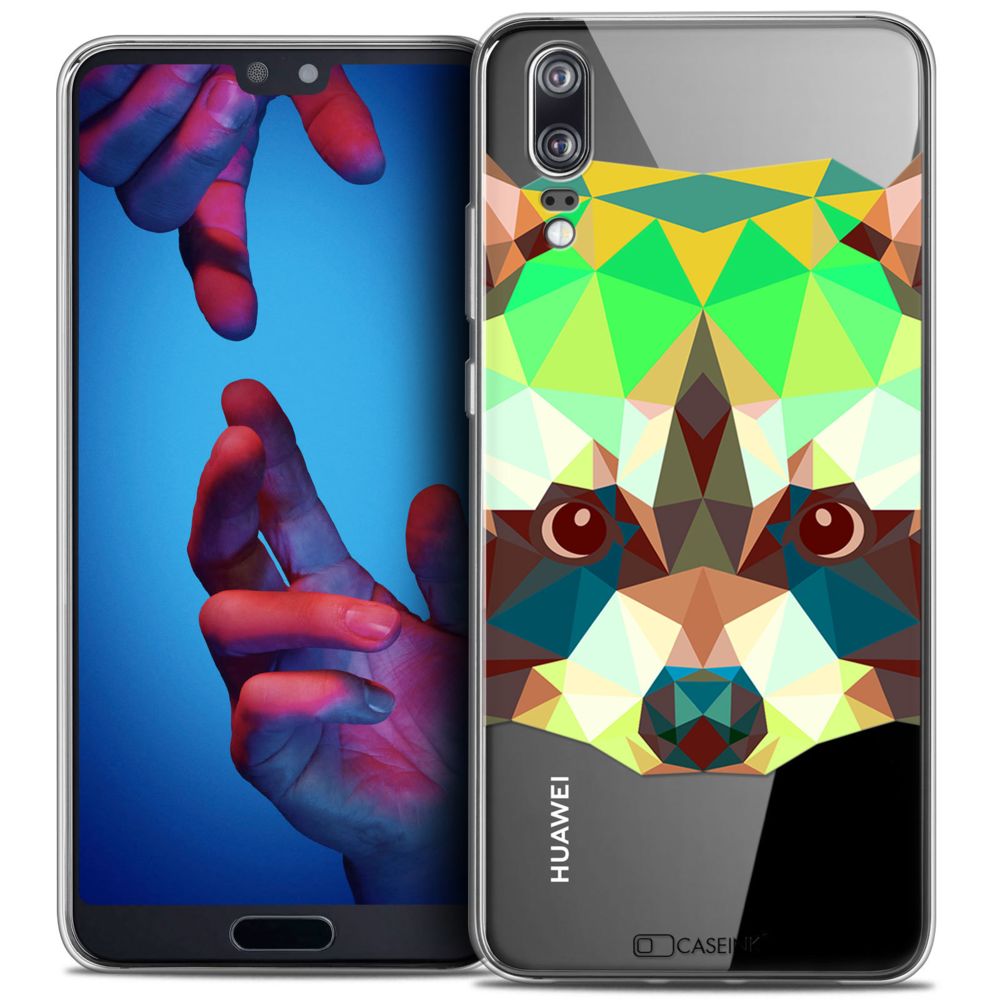 Caseink - Coque Housse Etui Huawei P20 (5.8 ) [Crystal Gel HD Collection Polygon Animals Design Raton Laveur - Souple - Ultra Fin - Imprimé en France] - Coque, étui smartphone