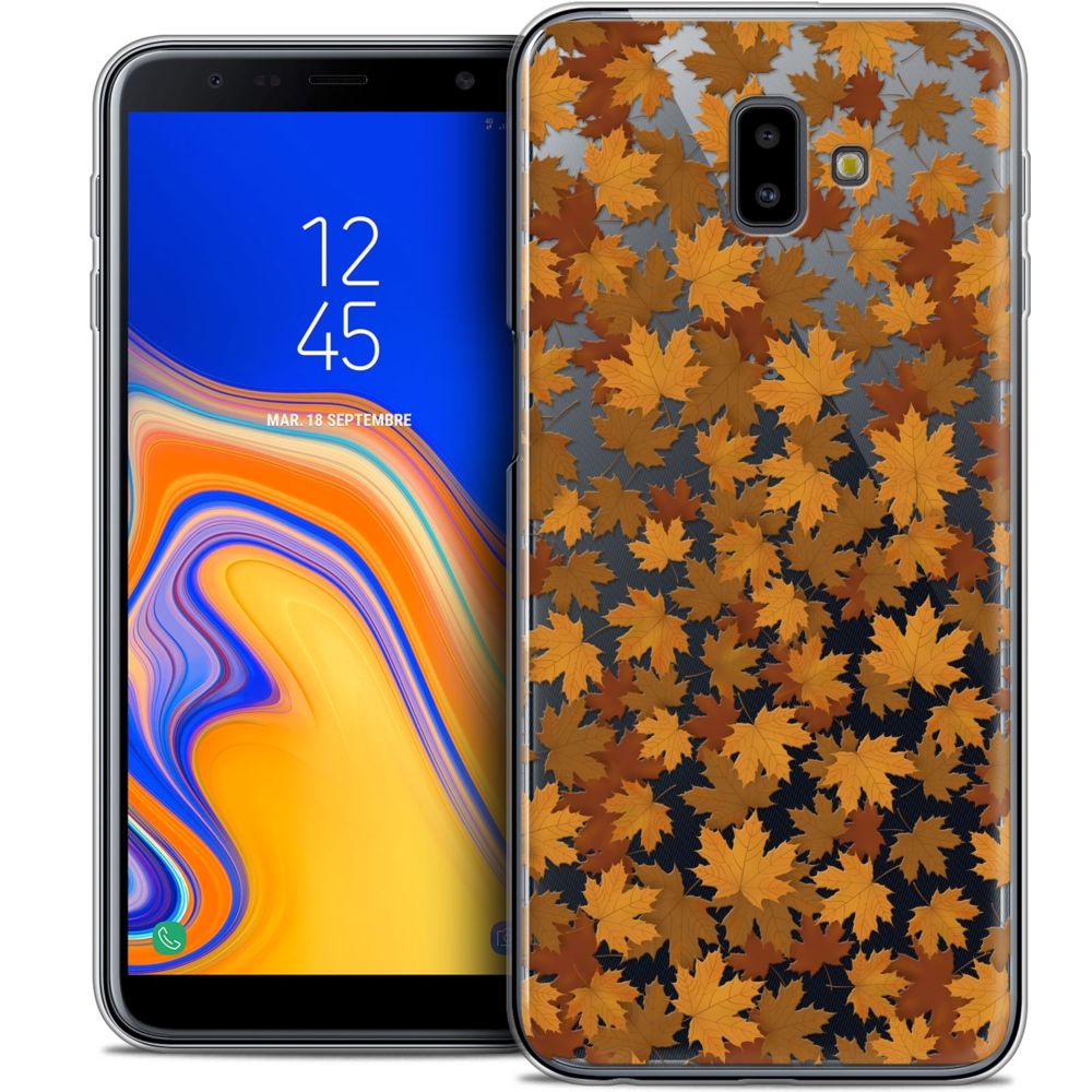 Caseink - Coque Housse Etui Pour Samsung Galaxy J6 Plus J6+ (6.4 ) [Crystal Gel HD Collection Autumn 16 Design Feuilles - Souple - Ultra Fin - Imprimé en France] - Coque, étui smartphone