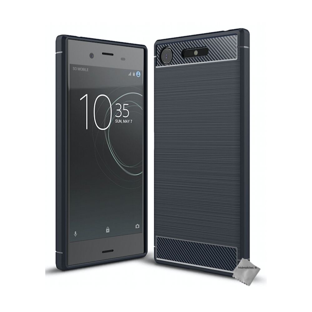 Htdmobiles - Housse etui coque silicone gel carbone pour Sony Xperia XZ1 + film ecran - BLEU FONCE - Autres accessoires smartphone