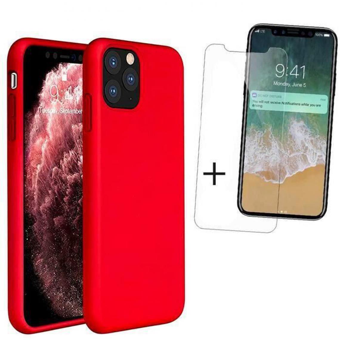 Tikawi - Tikawi Coque Iphone 12 Pro MAX (6.7") Silicone Rouge + Verre trempé Tikawi [Gel Souple] [Haute Protection] [Anti-Rayure] - Coque, étui smartphone