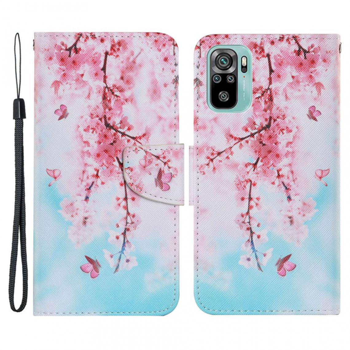Other - Etui en PU Impression de motifs avec support fleur de cerisier pour votre Xiaomi Redmi Note 10 4G/Note 10S - Coque, étui smartphone