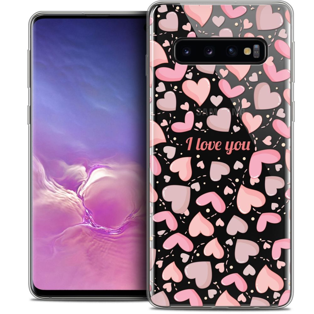 Caseink - Coque Housse Etui Pour Samsung Galaxy S10 (6.1 ) [Crystal Gel HD Collection Love Saint Valentin Design I Love You - Souple - Ultra Fin - Imprimé en France] - Coque, étui smartphone
