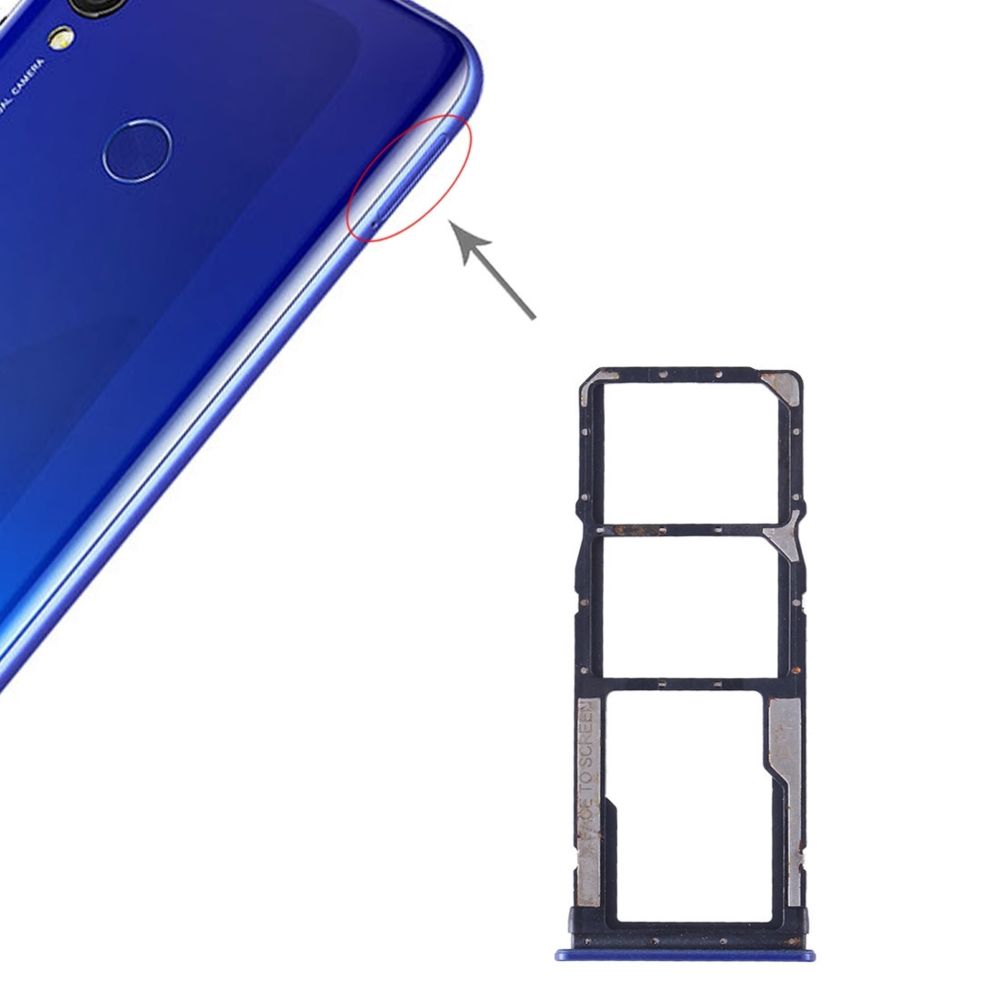 Wewoo - Tiroir de Carte SIM Plateau pour SIM + SIM + Micro SD Xiaomi Redmi 7 Bleu - Autres accessoires smartphone