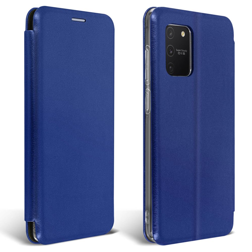 Avizar - Étui Galaxy S10 Lite Effet Satinée Clapet Porte-carte Support Vidéo Bleu Nuit - Coque, étui smartphone
