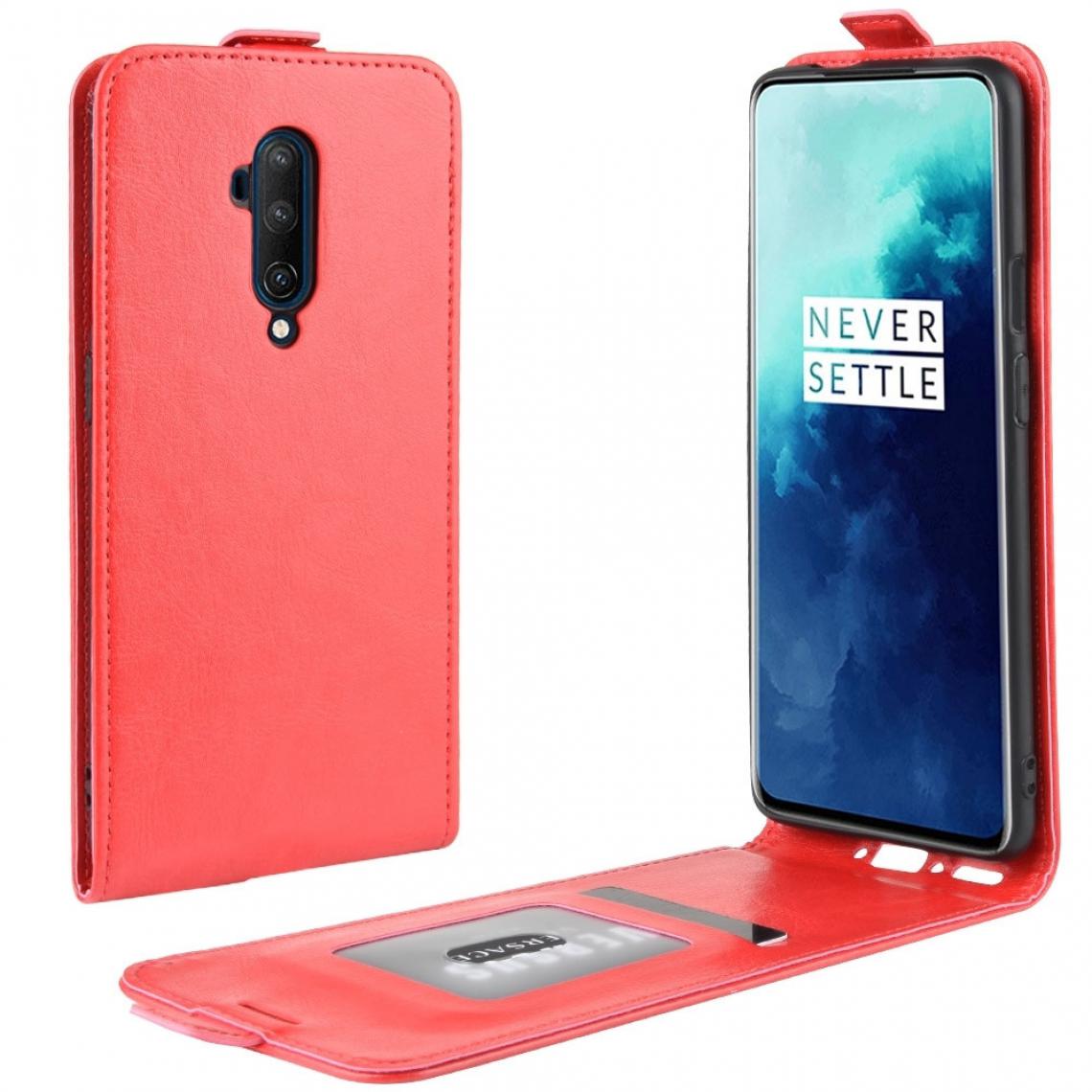 Wewoo - Housse Coque - Pour OnePlus 7T - Étui de protection en cuir à rabat vertical Crazy Horse Rouge - Coque, étui smartphone