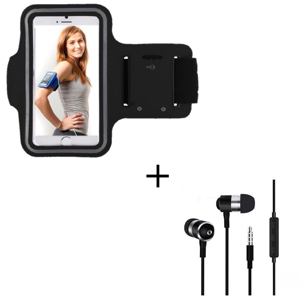marque generique - Pack Sport pour HTC Desire Eye Smartphone (Brassard de Sport + Ecouteurs Metal avec Telecommande & Micro) T6 (NOIR) - Autres accessoires smartphone
