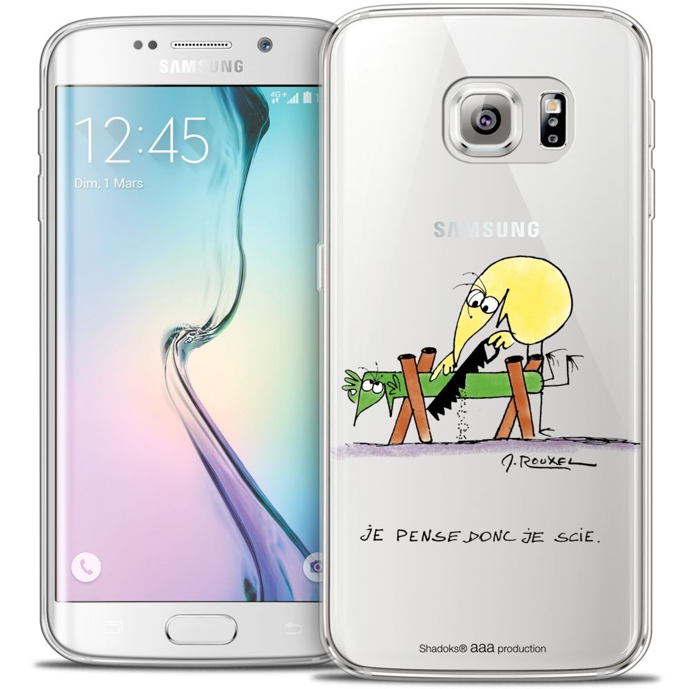Caseink - Coque Housse Etui Samsung Galaxy S6 Edge [Crystal HD Collection Les Shadoks ? Design Je pense Donc - Rigide - Ultra Fin - Imprimé en France] - Coque, étui smartphone