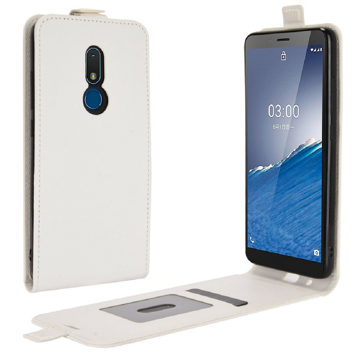 Other - Etui en PU retournement vertical de texture de cheval fou avec porte-carte blanc pour votre Nokia C3 - Coque, étui smartphone