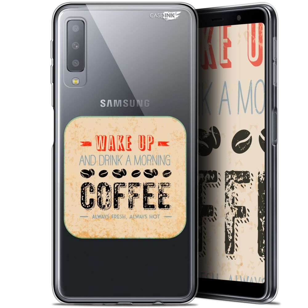Caseink - Coque arrière Samsung Galaxy A7 2018 (A750) (6 ) Gel HD [ Nouvelle Collection - Souple - Antichoc - Imprimé en France] Wake Up With Coffee - Coque, étui smartphone