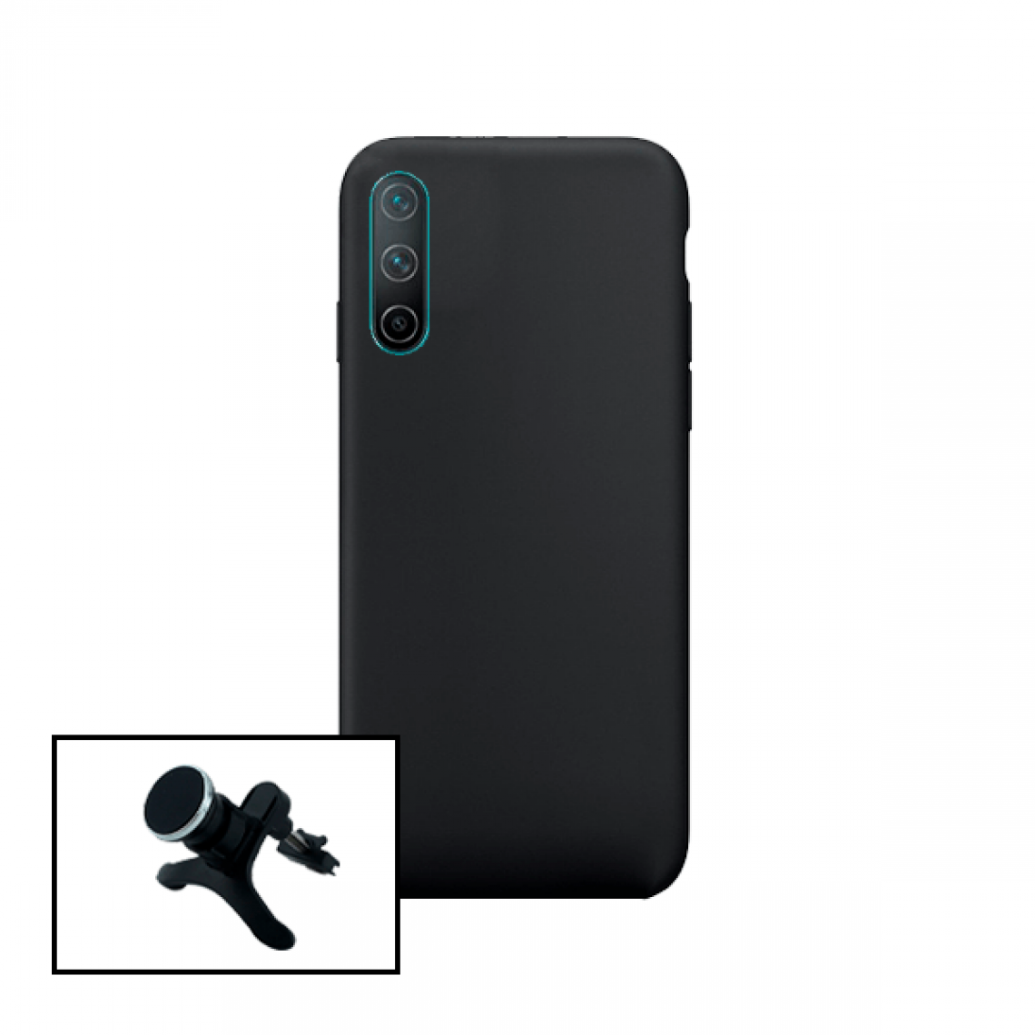 Phonecare - Kit de Support Magnétique Renforcé de Voiture + Coque en Silicone Liquide pour Oneplus Nord CE 5G - Coque, étui smartphone