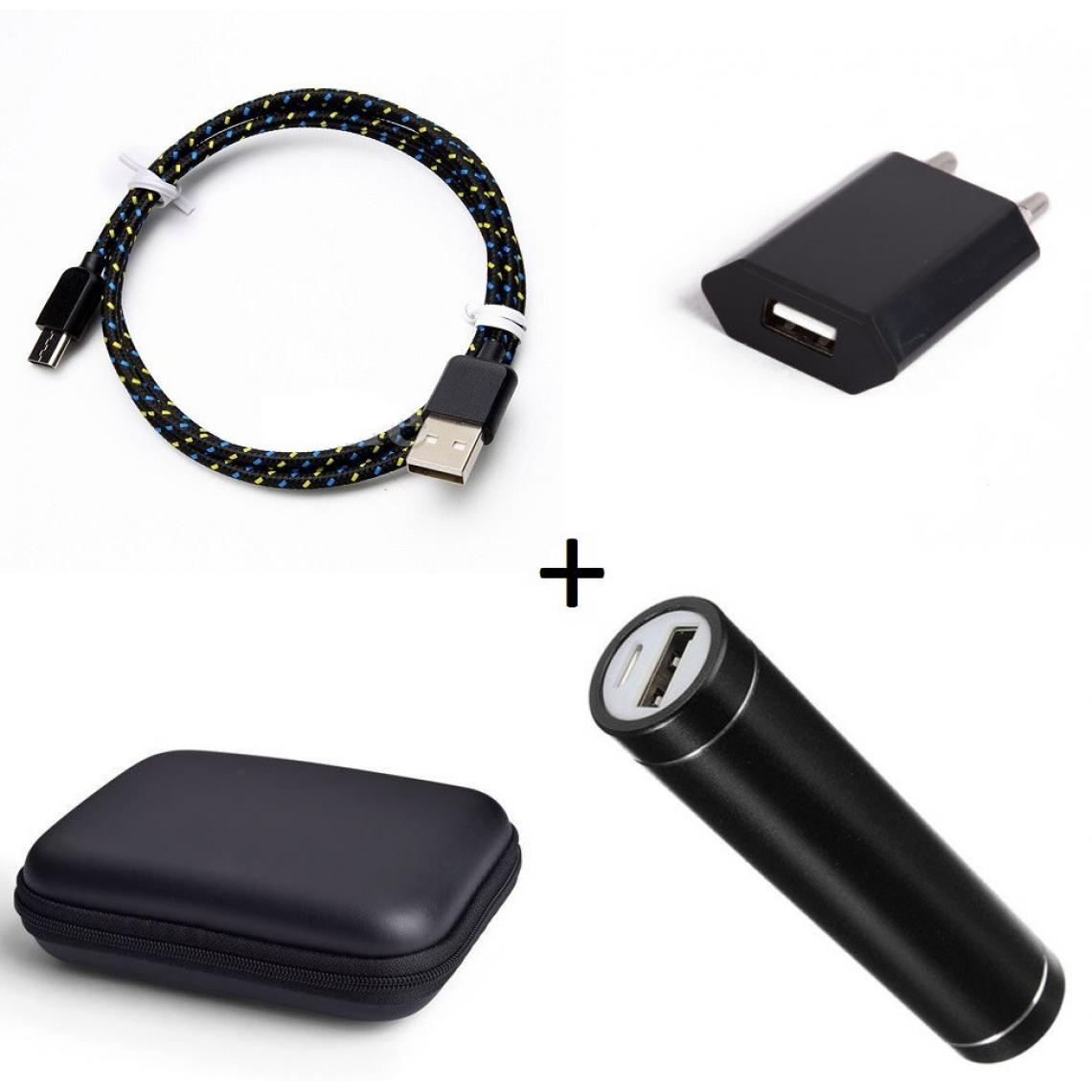 Shot - Pack pour MOTOROLA Moto G8 (Cable Chargeur Type C Tresse 3m + Pochette + Batterie + Prise Secteur) Android (NOIR) - Chargeur secteur téléphone