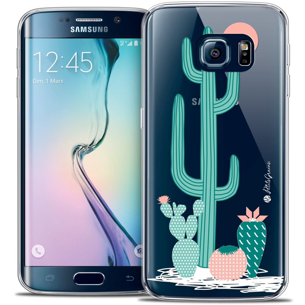 Caseink - Coque Housse Etui Samsung Galaxy S6 Edge [Crystal HD Collection Petits Grains ? Design A l'Ombre des Cactus - Rigide - Ultra Fin - Imprimé en France] - Coque, étui smartphone