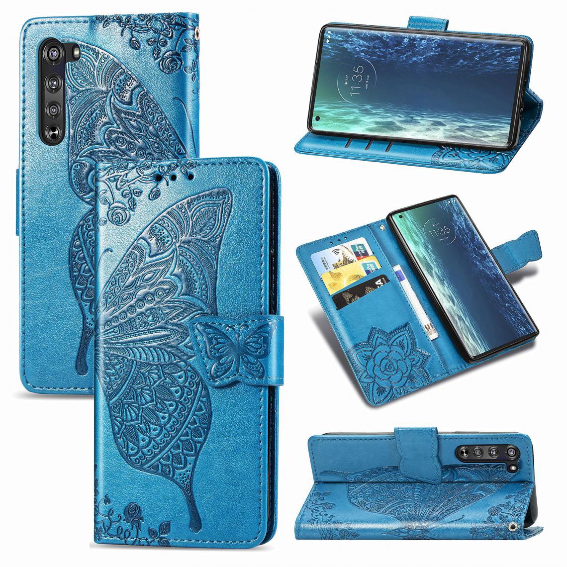OtterBox - Moto Edge Housse Etui Coque de protection type portefeuille Papillon [Bleu] - Coque, étui smartphone