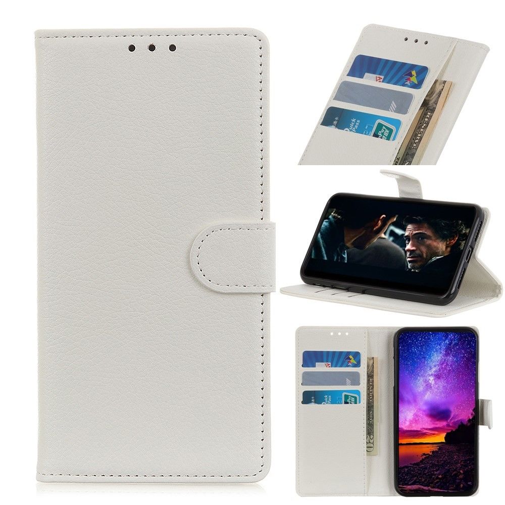 marque generique - Etui en PU avec support blanc pour votre Samsung Galaxy A81/Note 10 Lite - Coque, étui smartphone