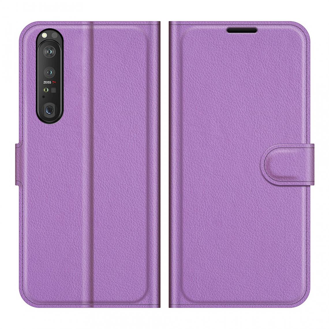 Other - Etui en PU Conception Texture Litchi avec support violet pour votre Sony Xperia 1 III - Coque, étui smartphone