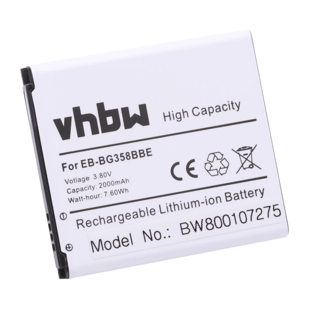 Vhbw - Batterie Li-Ion 2000mAh (3.7V) vhbw pour Téléphone portable smartphone Samsung SM-G360H, SM-G360S comme EB-BG358BBC, EB-BG358BBE. - Batterie téléphone