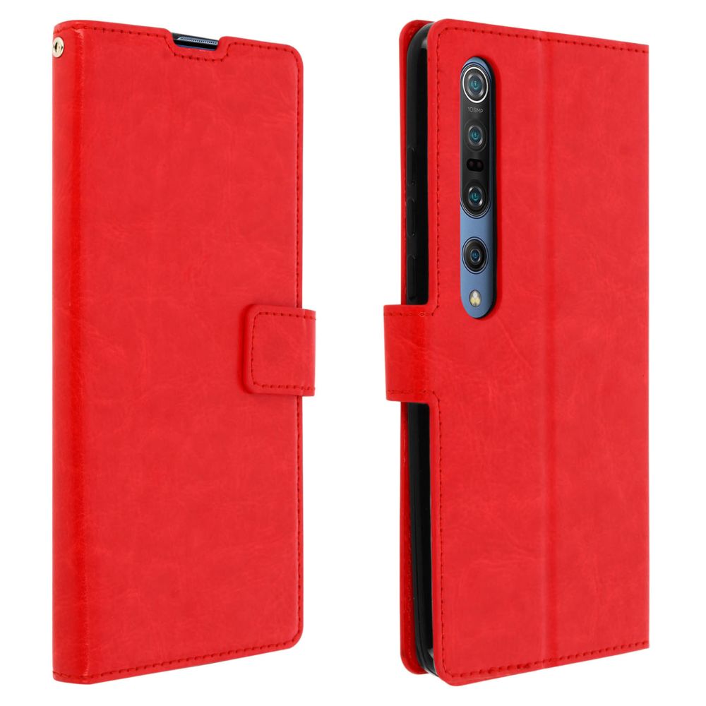 Avizar - Housse Xiaomi Mi 10 / Mi 10 Pro Porte-carte Fonction Support Vintage rouge - Coque, étui smartphone
